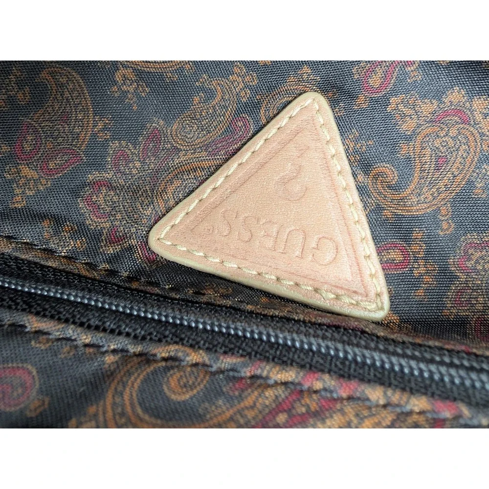 Guess Backpack Women Tan Vintage Pebble Faux Leather Paisley 90s Crossbody